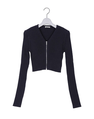 
                  
                    Load image into Gallery viewer, DRY COTTON WIDE RIB KNIT ZIP CARDIGAN / 308178241001
                  
                