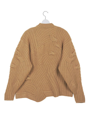 
                  
                    Load image into Gallery viewer, Basket Motif Cable Stitch Knitted Pullover / 301165232006
                  
                