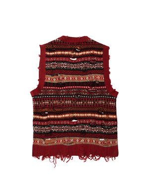 
                  
                    Load image into Gallery viewer, OVERSIZED FAIR-ISLE VEST / 310175242001
                  
                