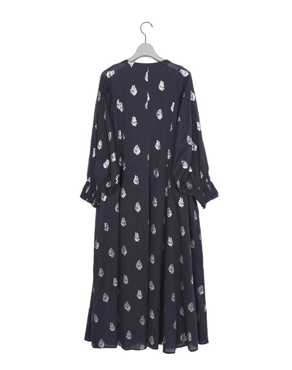 ne Quittez pas / Cotton Voile Foil Flower Print Sleeve Dress