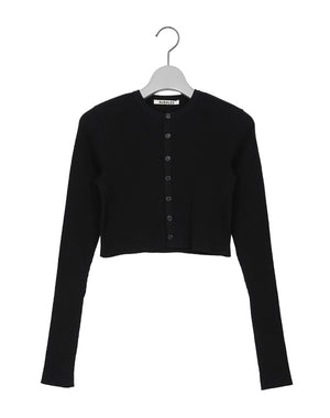 AURALEE クロップドカーディガン　サイズ0 AURALEE オーラリー｜COTTON HIGH GAUGE RIB KNIT CROPPED CREW NECK