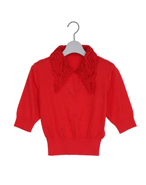 Embroidery Collar Knitted Top / 301165252002 – satoseni online