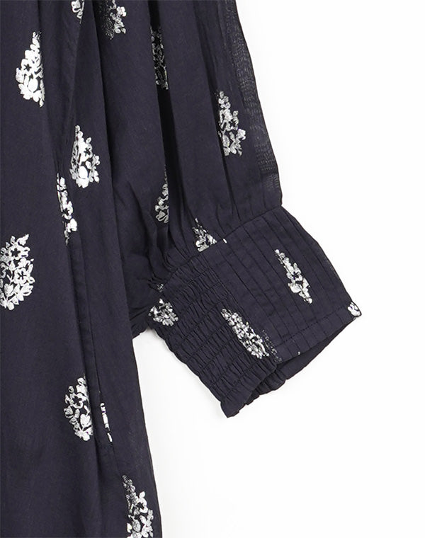 ne Quittez pas / Cotton Voile Foil Flower Print Sleeve Dress