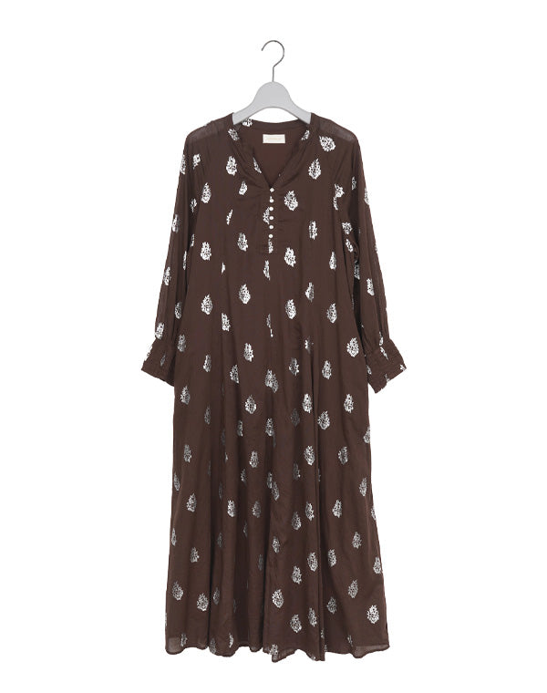 ne Quittez pas / Cotton Voile Foil Flower Print Sleeve Dress