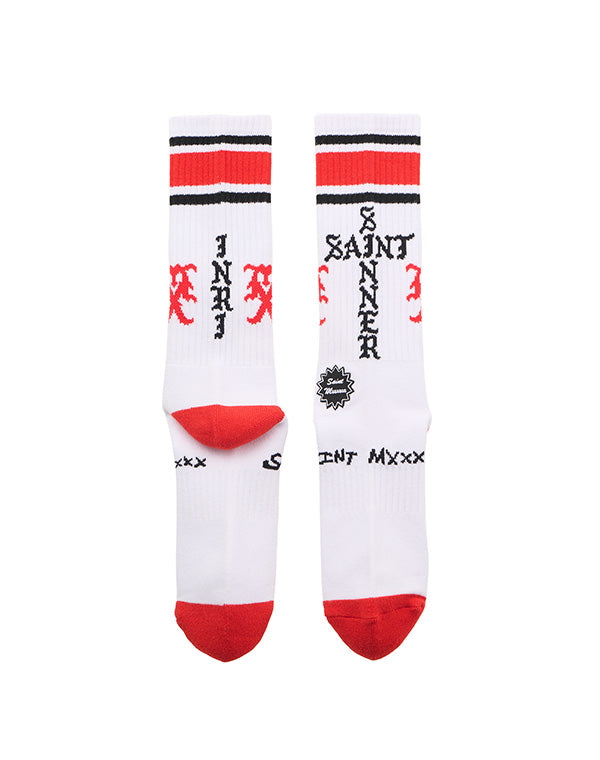 SAINT Mxxxxxx セントマイケル｜SOCKS/SINNER/WHITE+RED SM-HR1-0000