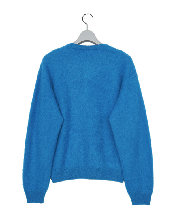 AURALEE / GARMENT-DYED BABY ALPACA FUR KNIT CREW-NECK CARDIGAN