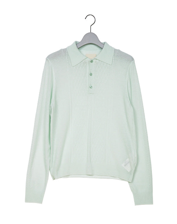 
                  
                    Load image into Gallery viewer, Cashmere Silk See-through Cable Polo / 312343241001
                  
                