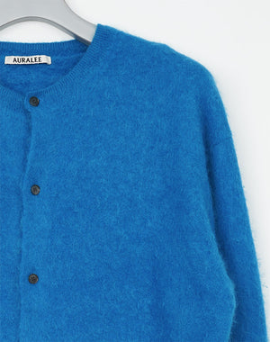 auralee ブルー　ニット AURALEE / GARMENT-DYED BABY ALPACA FUR KNIT CREW-NECK CARDIGAN