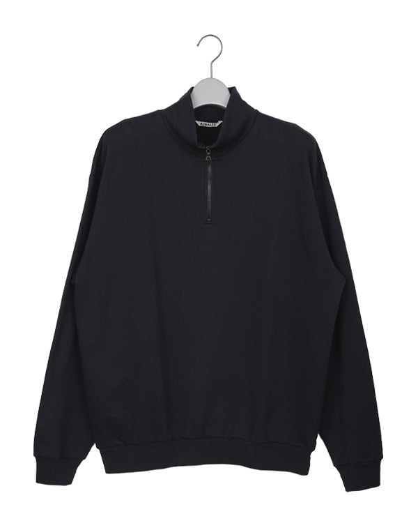 AURALEE / ELASTIC HIGH GAUGE SWEAT HALF ZIP P/O / A26SP01NU
