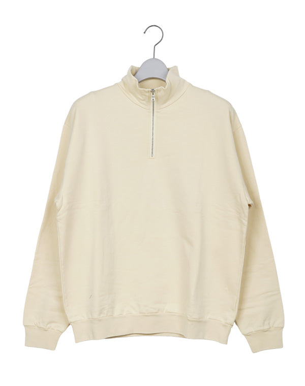 AURALEE / ELASTIC HIGH GAUGE SWEAT HALF ZIP P/O / A26SP01NU