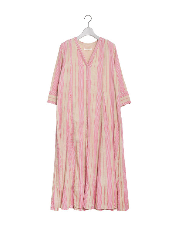 Cotton Voile Stripe Panel Dress / 303237242001