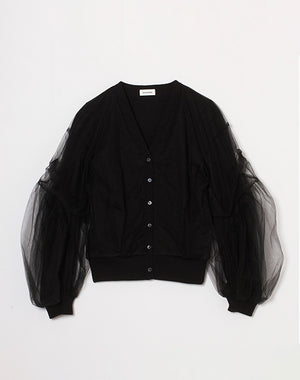 
                  
                    Load image into Gallery viewer, TULLE VNECK CARDIGAN / 307297242002
                  
                