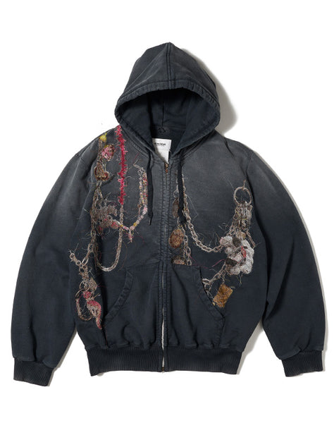 トップス 2000Archives CORSET JERSEY HOODIE EMBROIDERED CHAIN ZIP-UP HOODIE / 306175252001 – satoseni online