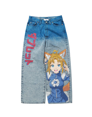 
                  
                    Load image into Gallery viewer, ANIME HAND-PAINTING DENIM PANTS / 317175251001
                  
                