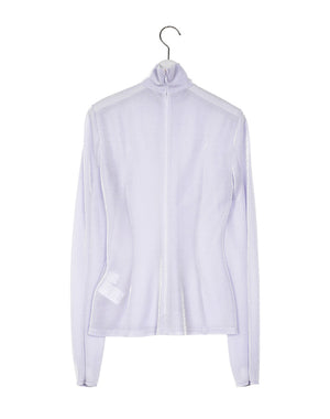 
                  
                    Load image into Gallery viewer, Lamé Jersey High Neck Sheer Top / 301165241002
                  
                