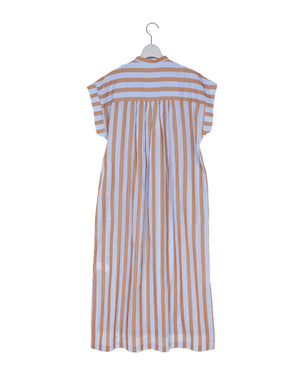 
                  
                    Load image into Gallery viewer, Cotton Voile Stripe Frill Sleeveless Shirt Dress / 303237241009
                  
                