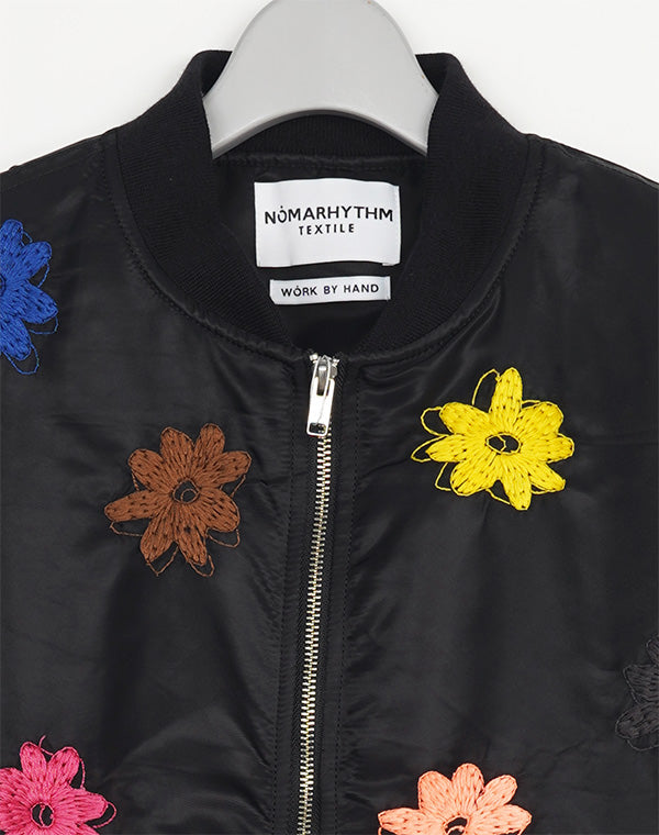 
                  
                    Load image into Gallery viewer, Flower Embroidery Flight Jacket - Black × Mix / 313846252001
                  
                
