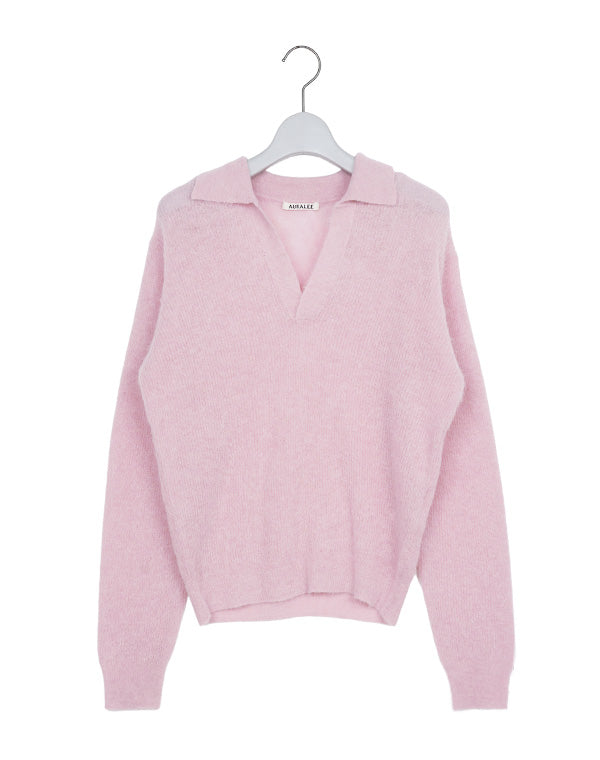 BABY SURI ALPACA SHEER KNIT SKIPPER POLO / 301178252002 – satoseni