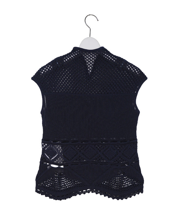 
                  
                    Load image into Gallery viewer, Cotton Lace Sleeveless Knitted Top / 301165241005
                  
                