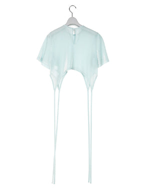 
                  
                    Load image into Gallery viewer, Lamé Jersey Cropped Sheer Top / 301165241003
                  
                