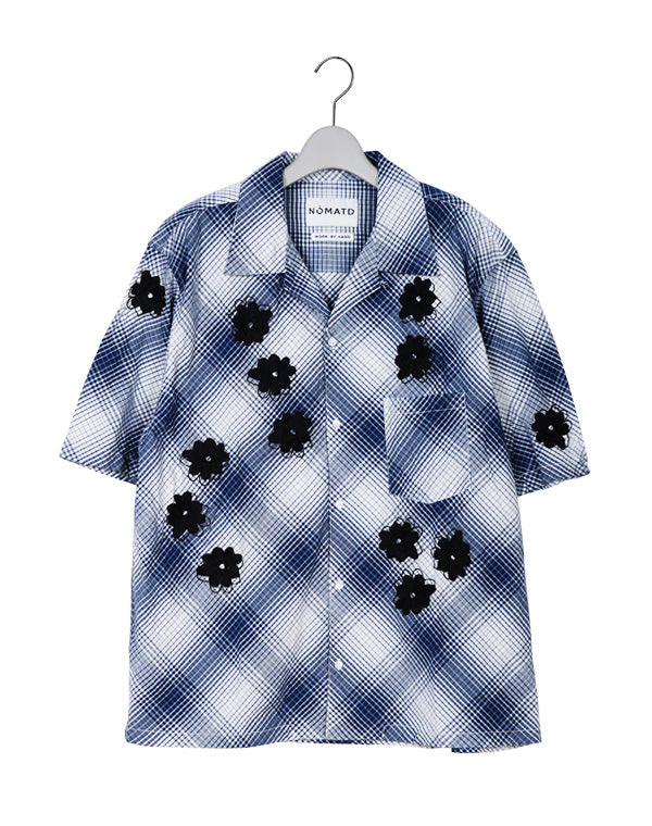 Hand Embroidery Ombre Plaid SS Shirt / 311846241001