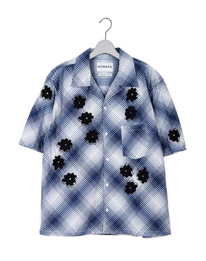 
                  
                    Load image into Gallery viewer, Hand Embroidery Ombre Plaid SS Shirt / 311846241001
                  
                