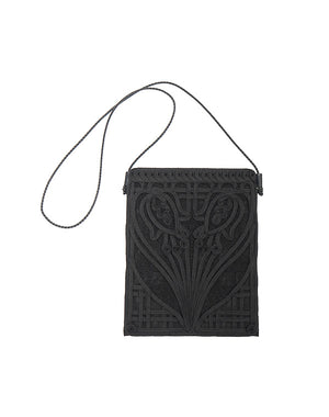 
                  
                    Load image into Gallery viewer, Cording Embroidery Pouch With Leather Strap / 335165241004
                  
                