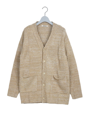 AURALEE オーラリー｜ STRUCTURED COTTON LINEN PANEL KNIT CARDIGAN