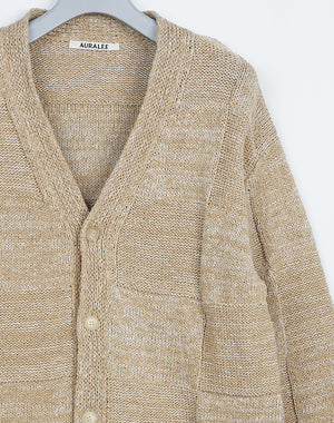 AURALEE オーラリー｜ STRUCTURED COTTON LINEN PANEL KNIT CARDIGAN