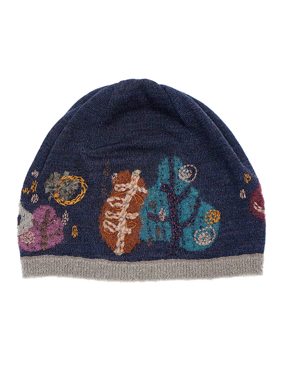 SALE】秋の森柄インターシャ刺繍入りニット帽 / BDA07414WA – satoseni