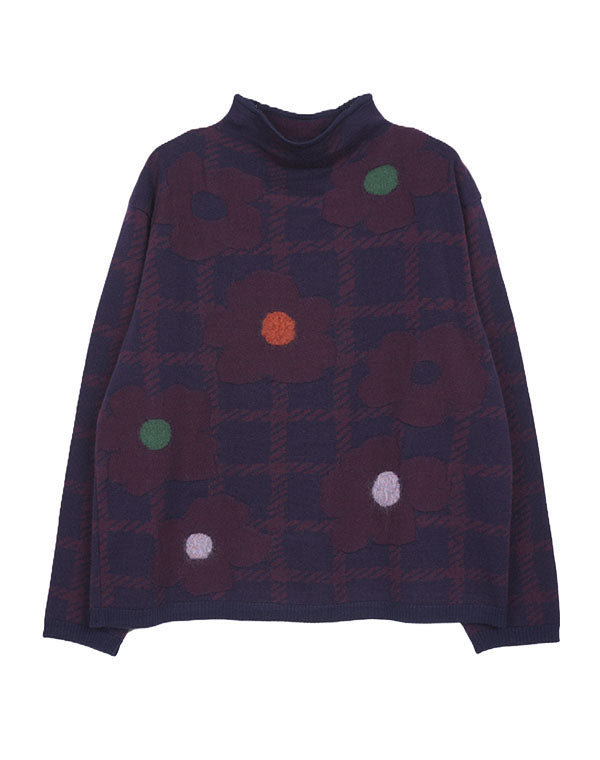 
                  
                    Load image into Gallery viewer, チェックフラワー圧縮プルオーバー / BEA01421WA
                  
                