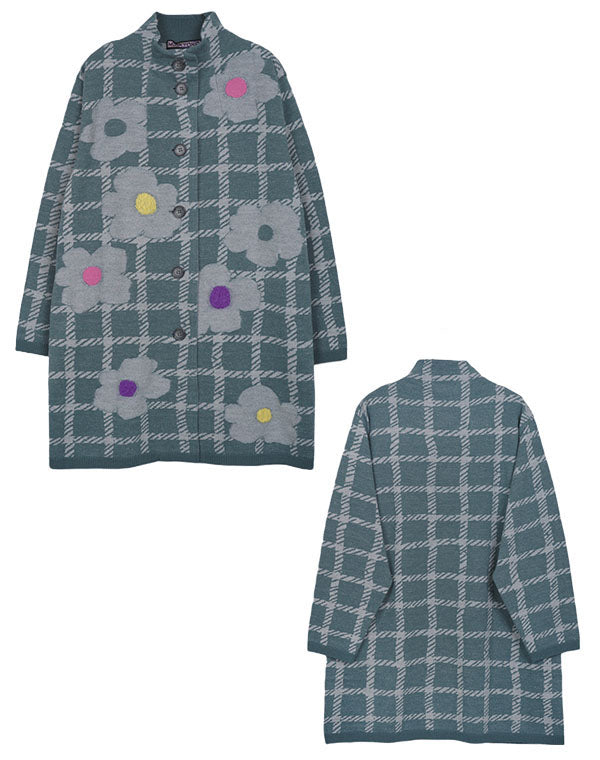 
                  
                    Load image into Gallery viewer, チェックフラワー圧縮ニットコート / BEA01423WA
                  
                