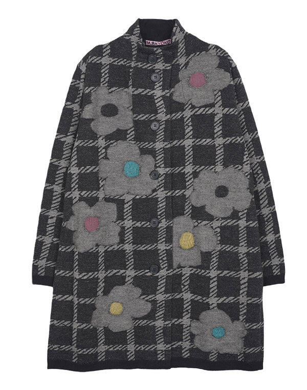 チェックフラワー圧縮ニットコート / BEA01423WA – satoseni online