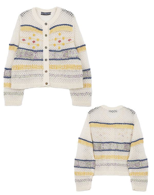 
                  
                    Load image into Gallery viewer, モヘヤメッシュジャカードカーディガン / BEA01446WA
                  
                