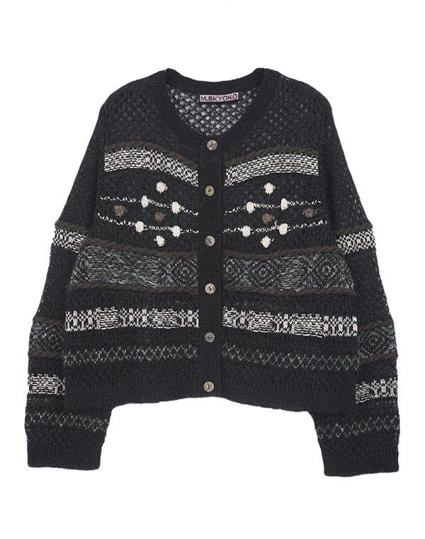 
                  
                    Load image into Gallery viewer, モヘヤメッシュジャカードカーディガン / BEA01446WA
                  
                