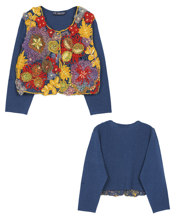 
                  
                    Load image into Gallery viewer, ニットドッキング花々刺繍カーディガン / BEA01456WA
                  
                