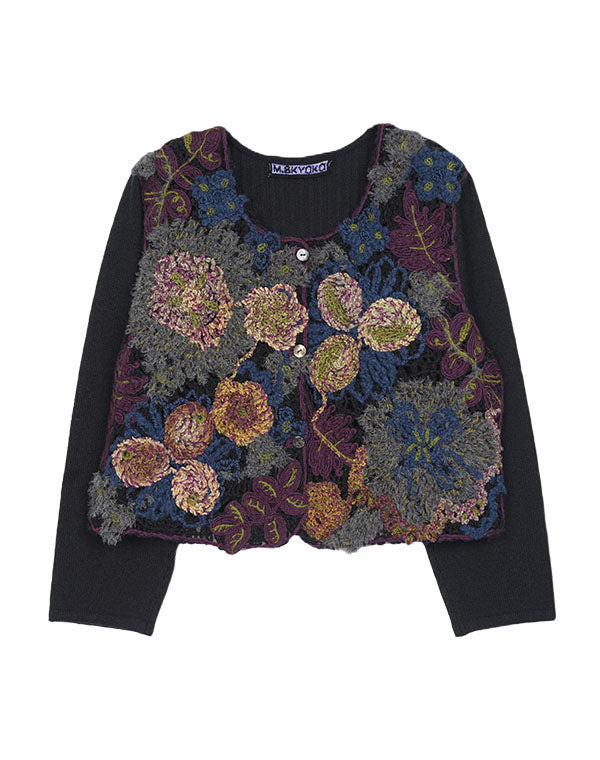 
                  
                    Load image into Gallery viewer, ニットドッキング花々刺繍カーディガン / BEA01456WA
                  
                