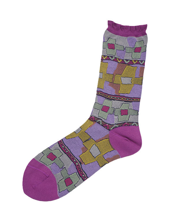 
                  
                    Load image into Gallery viewer, しかくフラワーハイゲージソックス / BEA01526WA
                  
                