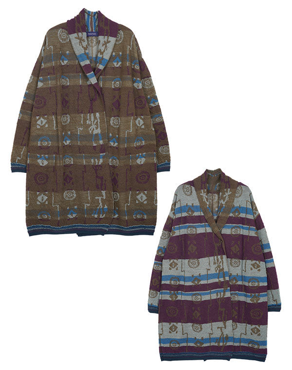 
                  
                    Load image into Gallery viewer, ミューラル柄リバーシブルロングカーディガン / BEA07403WA
                  
                