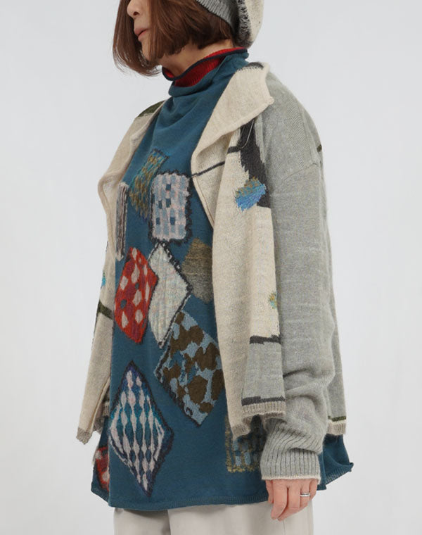 
                  
                    Load image into Gallery viewer, せせらぎ柄カーディガン / BEA07420WA
                  
                