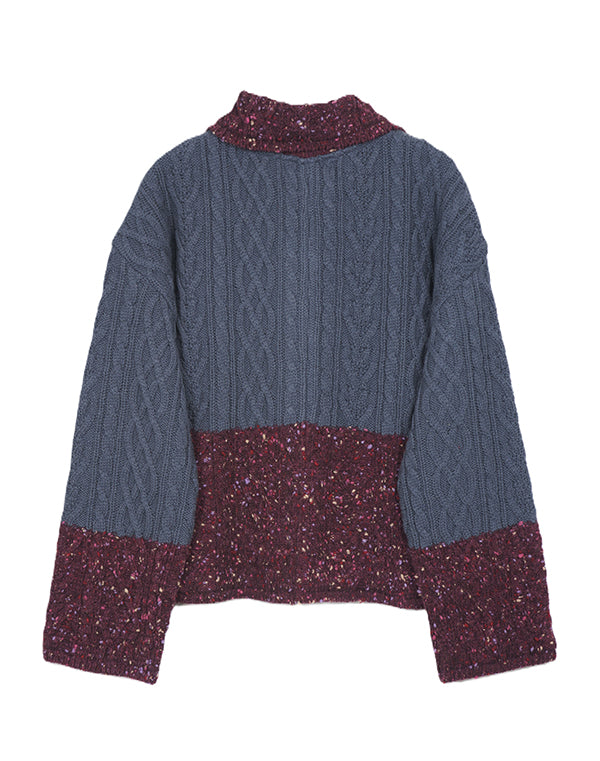 
                  
                    Load image into Gallery viewer, モザイク柄ハイネックカーディガン / BEA07423WA
                  
                