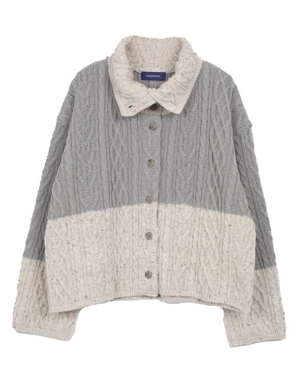 
                  
                    Load image into Gallery viewer, モザイク柄ハイネックカーディガン / BEA07423WA
                  
                