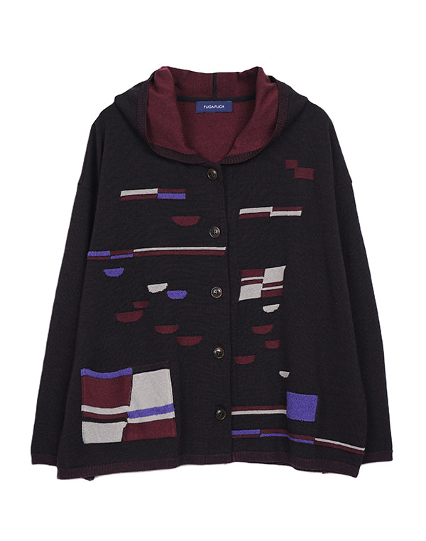 
                  
                    Load image into Gallery viewer, 光と影柄フード付きカーディガン / BEA07433WA
                  
                