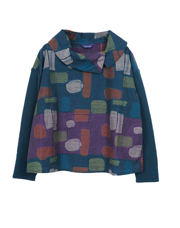 
                  
                    Load image into Gallery viewer, ジオメトリー柄ニットスリーブブラウス / BEA07451WA
                  
                