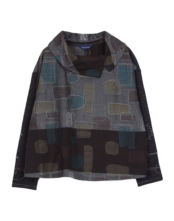 
                  
                    Load image into Gallery viewer, ジオメトリー柄ニットスリーブブラウス / BEA07451WA
                  
                