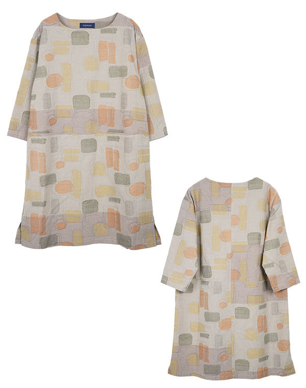 
                  
                    Load image into Gallery viewer, ジオメトリー柄切り替えワンピース / BEA07452WA
                  
                