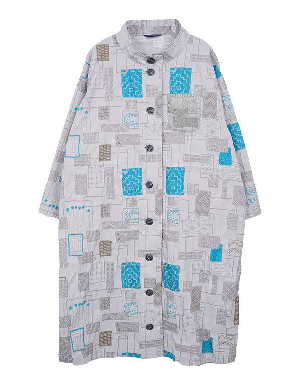 
                  
                    Load image into Gallery viewer, 刺し子柄ストレッチロングコート / BEA07457WA
                  
                