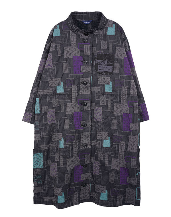 
                  
                    Load image into Gallery viewer, 刺し子柄ストレッチロングコート / BEA07457WA
                  
                