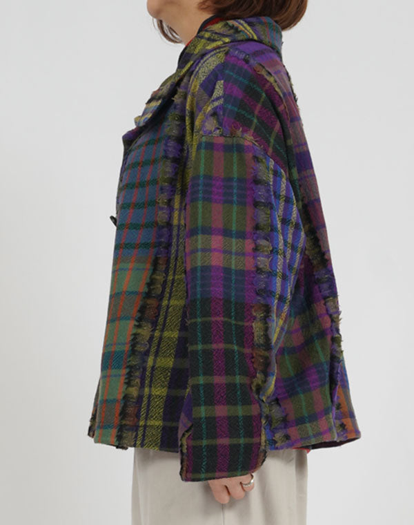 
                  
                    Load image into Gallery viewer, パッチワークチェック柄ショートコート / BEA07460WA
                  
                