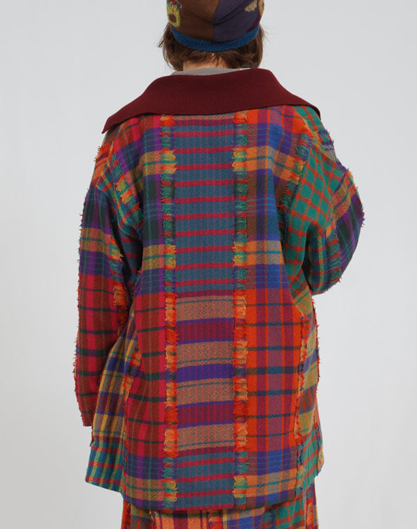 
                  
                    Load image into Gallery viewer, パッチワークチェック柄ニット使いコート / BEA07461WA
                  
                